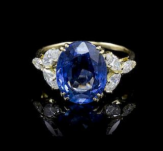 An 18 Karat Yellow Gold, Sapphire and Diamond Ring, Van Cleef & Arpels, 3.40 dwts.