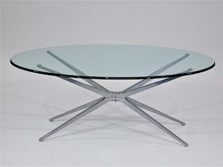 MCM Beveled Glass Aluminum Base Coffee Table
