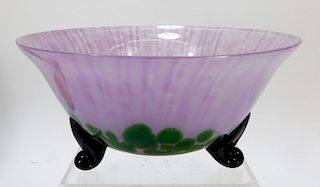 Welz Green Aventurine Bohemian Art Glass Bowl
