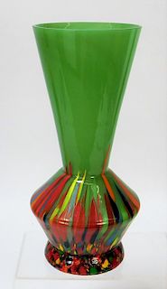 Kralik Opaline Splatter Bohemian Art Glass Vase