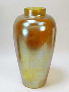 Large Iridescent Bohemian Art Glass Vase