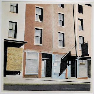 James A. Anderson Street View Pastel Drawing