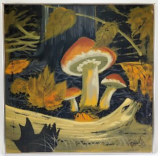 Lee Reynolds Modern Forest Mushrooms Painting