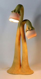 Doug Blum Contemporary Two Light Pottery Lily Lamp