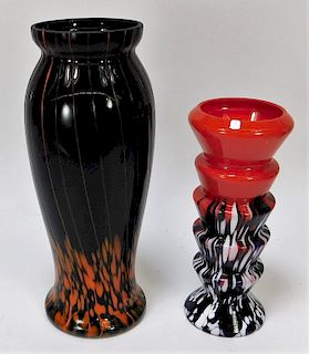 2PC Kralik Ruckl Bohemian Art Glass Vases