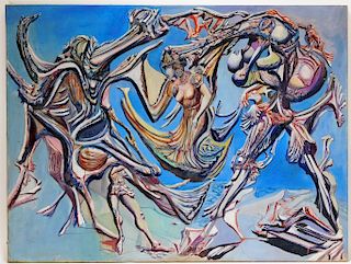 John Albert Jurgens Surrealist Nude Woman Painting