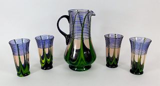 5PC Kralik Bohemian Art Glass Lemonade Set