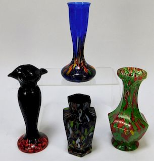 4PC Kralik Bohemian Art Glass Bud Vases