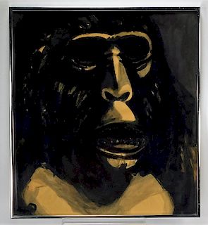 Jeff Watson Modernist Abstract Painting of Monkey