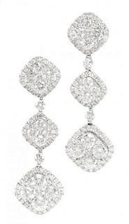 A Pair of 18 Karat White Gold and Diamond Earrings, 4.70 dwts.