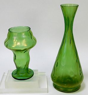 2PC Loetz Rusticana Bohemia Art Glass Vases