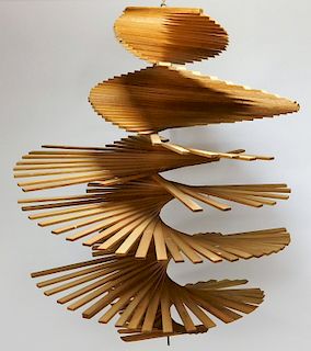 American Modernist Helix Spiral Wood Mobile