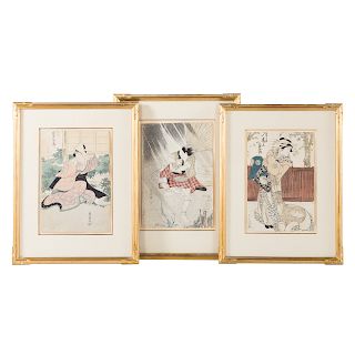 Toyokuni I and II. Three Ukiyo-e Woodblock Prints
