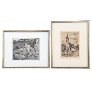 Lot of Two Framed Etchings