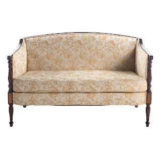 Federal Style Mahogany Upholstered Loveseat