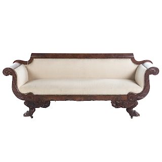 Classical Mahogany Upholstered Settee