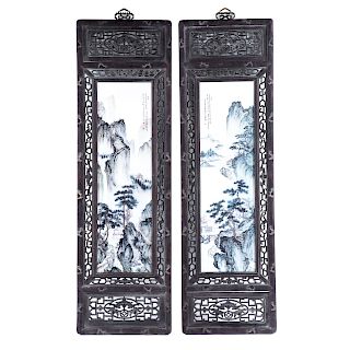 Pair Chinese Porcelain Plaques