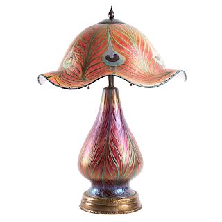 Charles Lotton, Peacock Feather Glass Lamp
