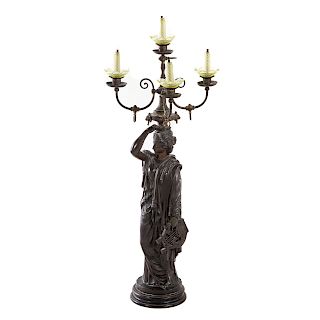 Continental Neo-Classical Bronze Newel Post Lamp