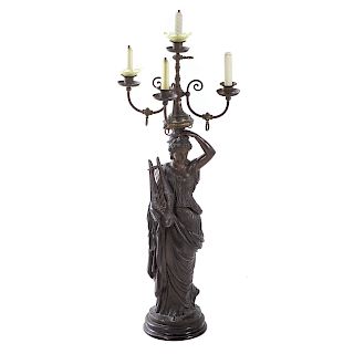 Continental Neo-Classical Bronze Newel Post Lamp