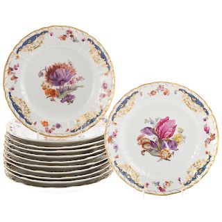 12 KPM Porcelain Sesquicentennial Floral Plates