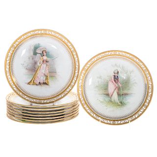 Nine Minton China Cabinet Plates By A. Boullemier