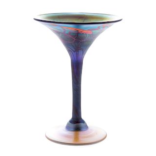 American Opalescent Art Glass Compote