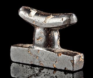 Miniature Egyptian Hematite Headrest Amulet