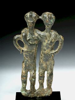 Rare Iberian Bronze Statue of Man & Woman