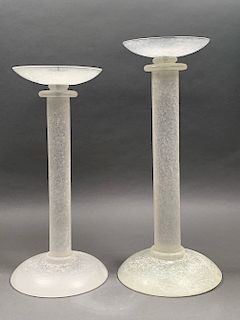 2 Karl Springer Seguso Glass Candlesticks