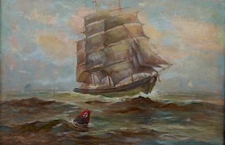 Edward Page Marine Painting Oil on Canvas 