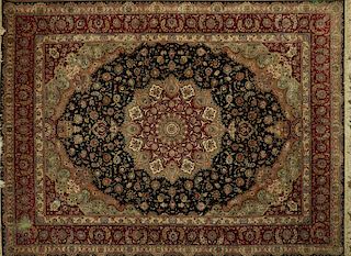 20th Large Persian Wool & Silk Rug