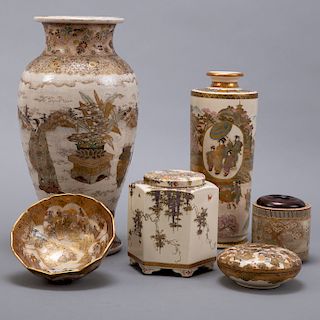 Group of 6 Japanese Meiji Period Satsuma Pieces