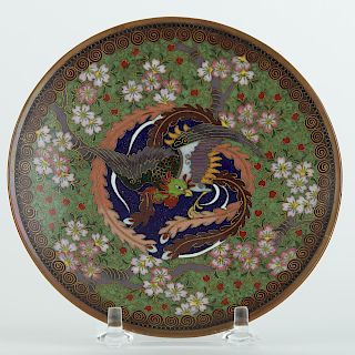 Meiji Japanese Cloisonne Dish w/ Bird Motif