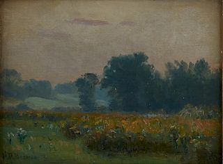 Nicholas R. Brewer Landscape Oil on Canvas-Laid Board