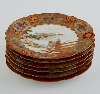 Set of 6 Japanese Meiji Satsuma/Kutani Plates