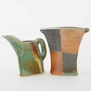 Jeff Oestreich Studio Pottery Beaked Pitcher and Vase