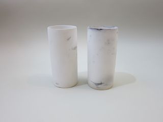 Matsumoto Haruyuki 2 Carbonized Porcelain Cups (Tankaji Hai)