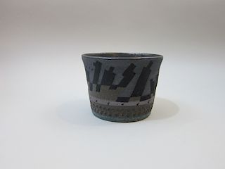 Fujino Sachiko Black and Gray Stoneware Ceramic Cup 