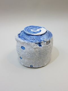 Yasunaga Masaomi Lapis Lazuli Shino Tea Bowl (Ruri Shino chawan)