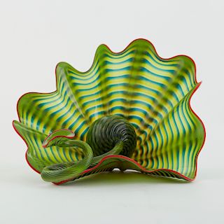 Dale Chihuly 2 Piece Parrot Green Persian Set