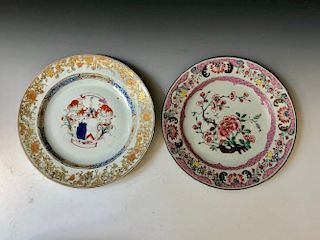 TWO OF CHINESE EXPORT FAMILLE-ROSE PLATES. 18C