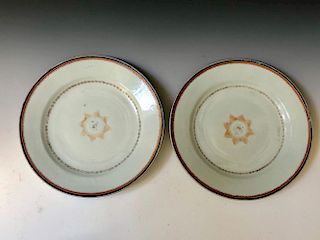 TWO OF CHINESE EXPORT FAMILLE-ROSE PLATES