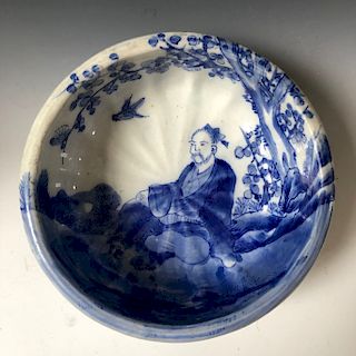 A CHINESE ANTIQUE BLUE AND WHITE PORCELAIN BOWL,19C
