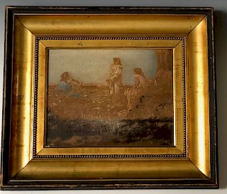 OLD OIL PAINTING WITH FRAME        