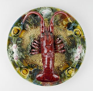 Palissy style Majolica lobster wall plate