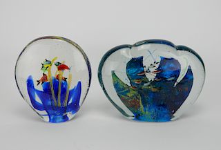 2 Art Glass paperweights