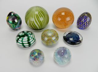 Assortment of 9 glass paperweights