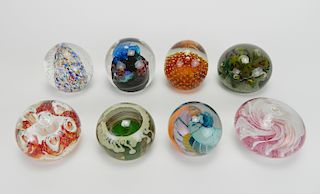 Assortment of 8 Art Glass paperweights
