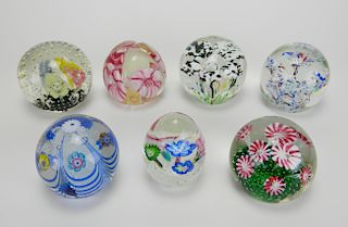 7 Art Glass paperweights